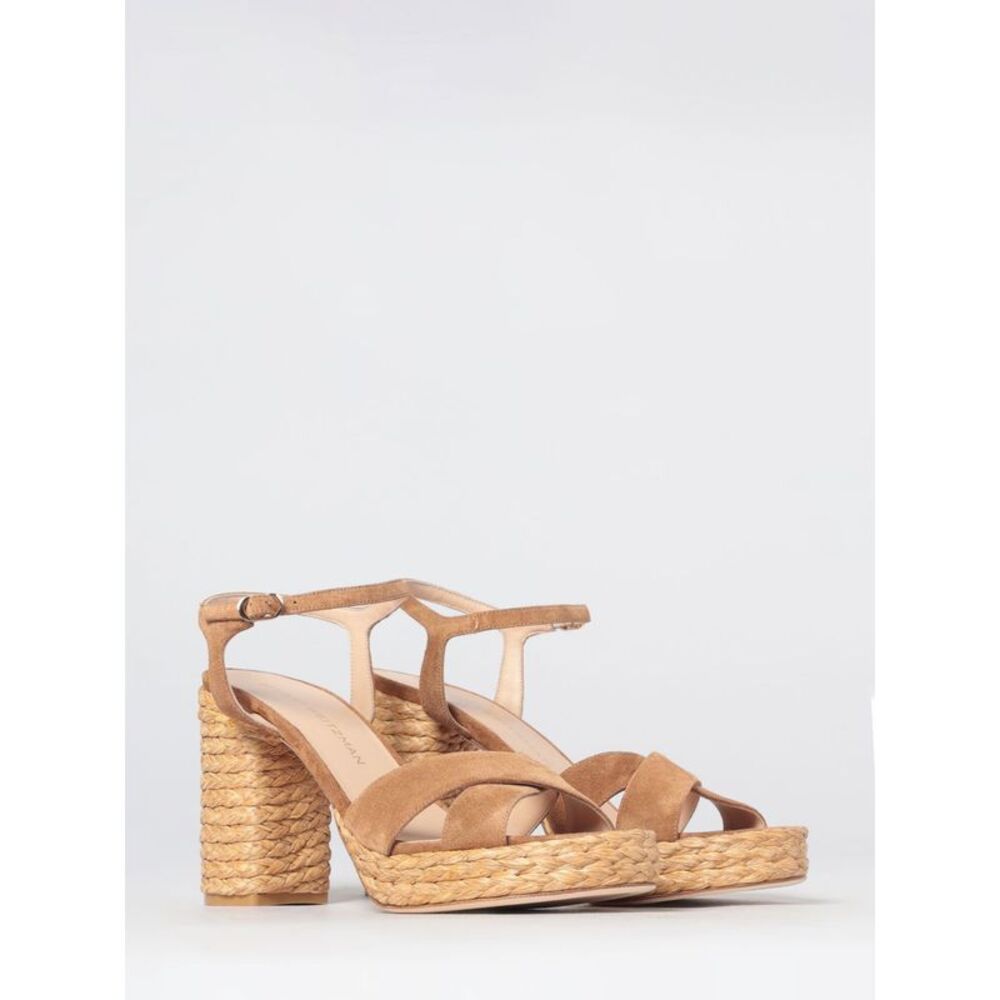 Stuart Weitzman Dayna Suede Platform Sandals With High Block Heel - Picture 2 of 3